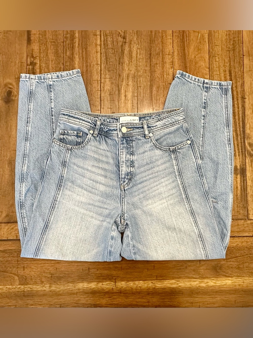 LOFT Light Wash “The Barrel” High-Rise Seamed Jeans in Size 24/00